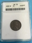 1922-D Lincoln Cent  ANACS AU55, Semi Key! Old ANACS Holder Soap Box Holder