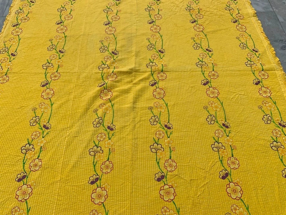 Vintage Kantha Throw Blanket Colorful Sofa Blanket Bedsheet Quilt 222x185 cm - Image 2 of 4