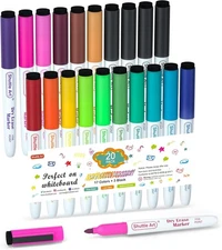 Shuttle Art 1 Count (Pack of 20), 17 Colors with 3 Black Dry Erase Markers 