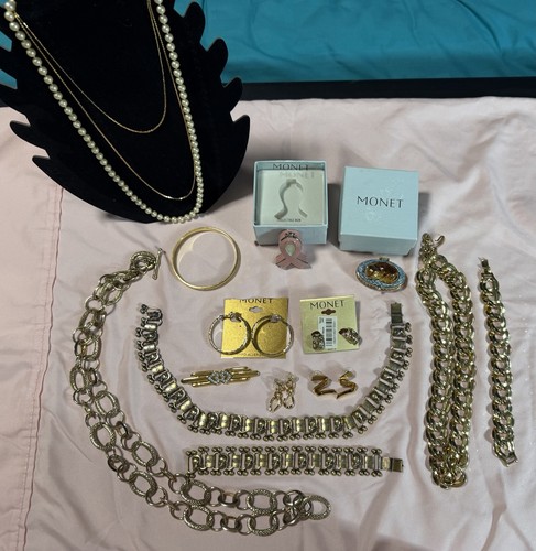 Monet Lot Fashion Jewelry Necklace, Earrings, bracelets and 2 trinket boxes