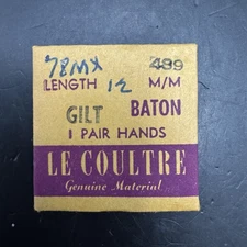 NEW Genuine Vintage LeCoultre Cal. 489 Gold Gilt Baton Hands 78MX 12mm One Pair