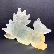 248g Top Rare Fluorite  Hand Carved Nine Tails Fox Crystal HEALING