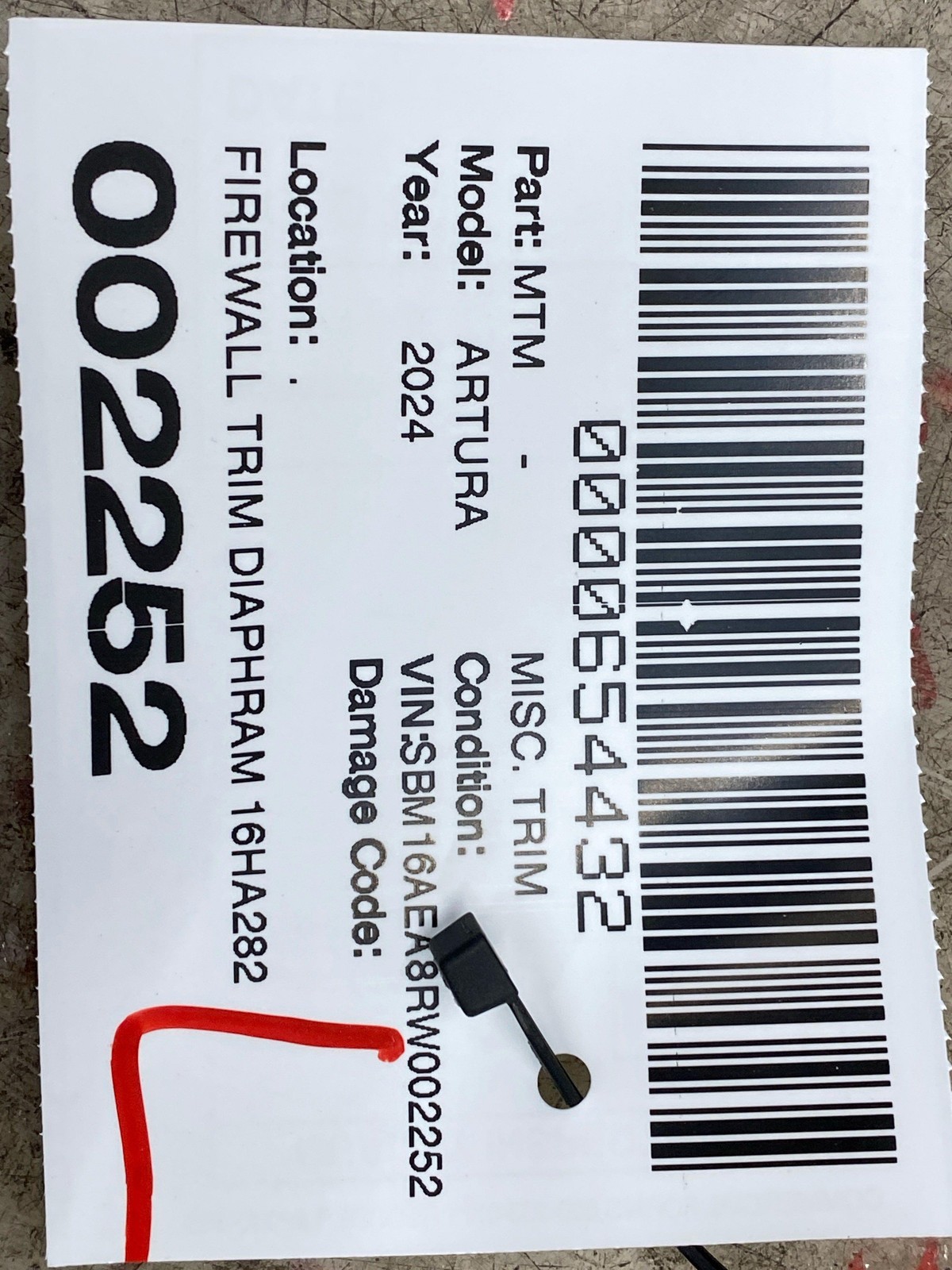 2024 MCLAREN ARTURA FIREWALL TRIM DIAPHRAM 16HA282CP 16HA288CP OEM