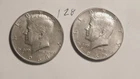 KENNEDY HALF DOLLAR, 40% SILVER, 1965-P, 1968-D, ----128