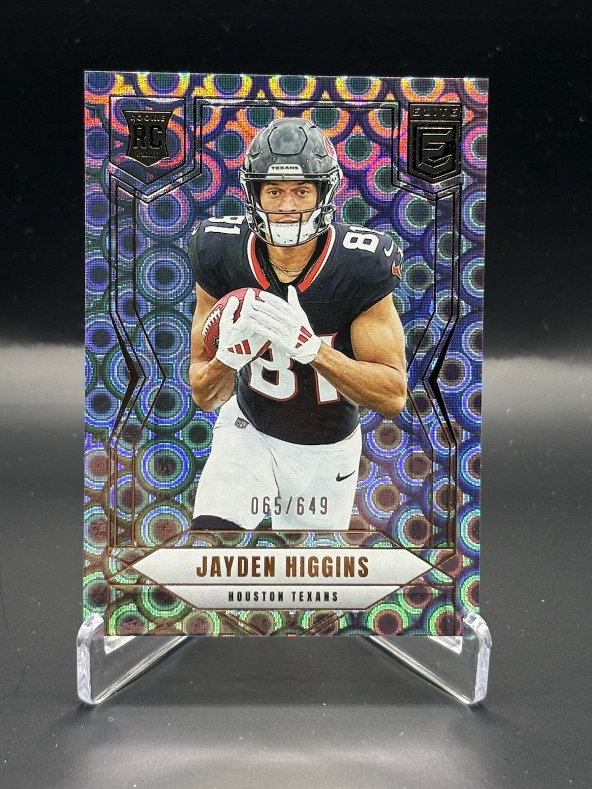 2025 Donruss Elite Jayden Higgins Lavender Pyramids /649 Houston Texans #134 RC