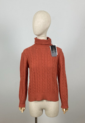NWT WEEKEND MAX MARA Orange Wool Cashmere Ribbed Turtleneck Knit Sweater Size L
