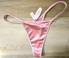 NWT Rare Vintage Victoria's Secret Pink Second Skin Satin V-String Panties L