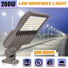 LED Parking Lot Lights 200W Commercial Shoebox Street Pole Light with Arm Mount