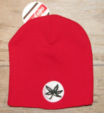 Ohio State Buckeyes Dual Logo with Buckeye Winter Knit Hat Cap Cuffless size Men