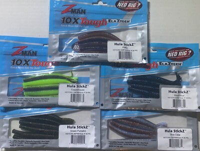 Z-Man Hula StickZ 4 in ElaZtech Soft Plastic  Bass Zman Free Fedex 2 Day Read  