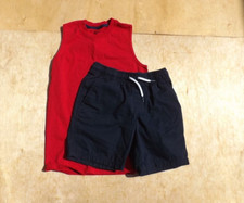 Size Small 6 Boys Muscle Tank  Short Set, Cat  Jack Fruit, Navy Blue  Red