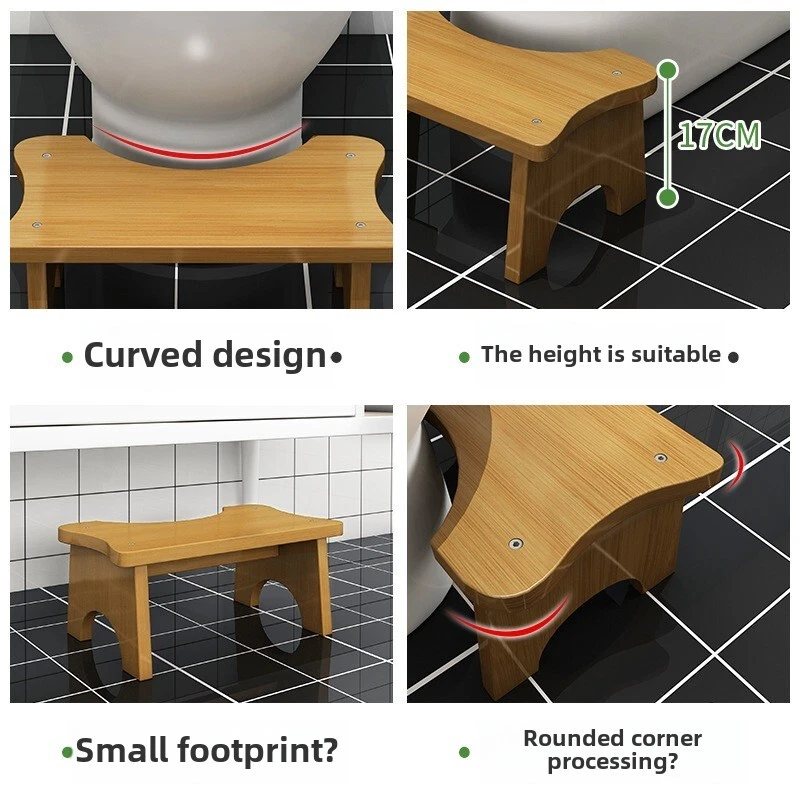 Toilet stool, children's footstool, solid wood cushion footstool, squatting tool - Image 4 of 4