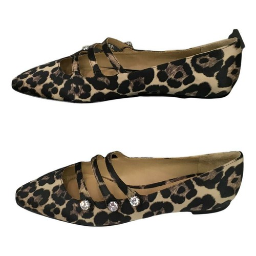 Veronica Beard Women Nola Satin Crystal Leopard Shoes Flats Size 5.5 gi 4 - Picture 2 of 4