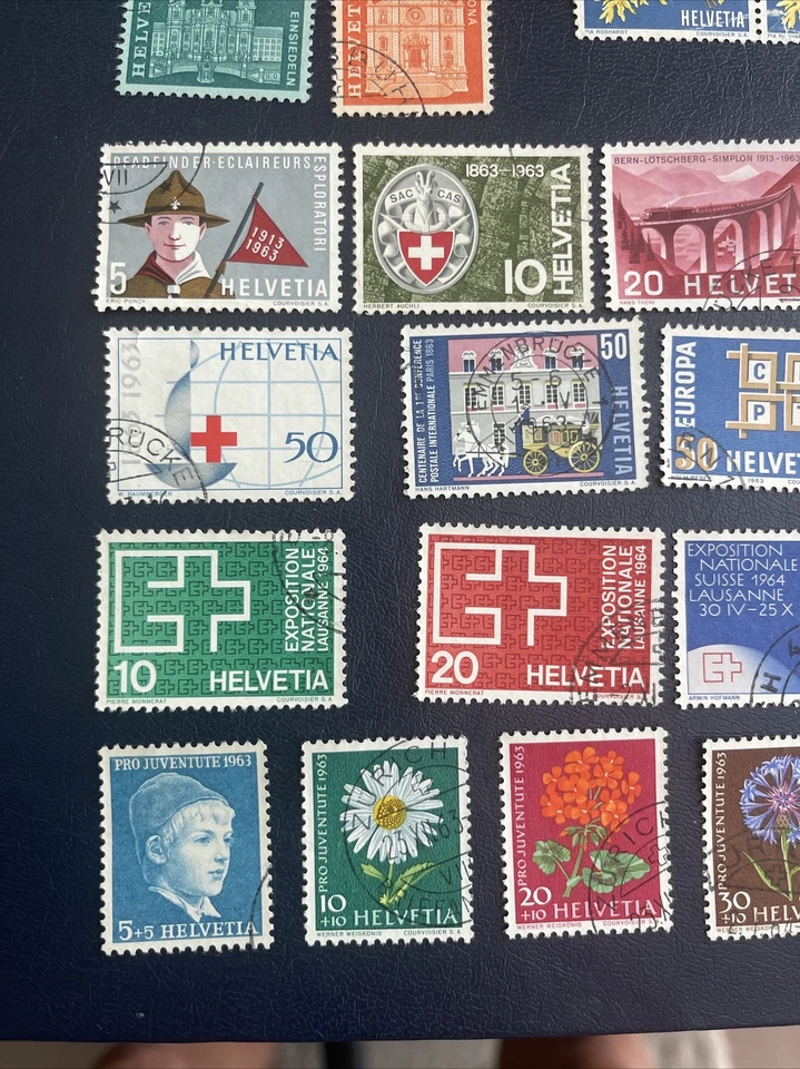 1961-1963  Switzerland Helvetia Used/CTO 33 Stamps (included 5 Full Sets),1 Bloc - Image 4 of 4