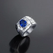 2.30CT Precious Oval Cut CZ With 935 Argentium Silver Unique Men's Ring