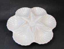 CERIART Portugal 13" Divided Serving Platter Plate Appetizer White Seashell Bowl