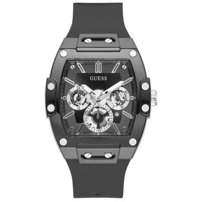 NEW   GUESS PHOENIX GW0203G3 Multifunction Silicone Black Mens Wristwatch