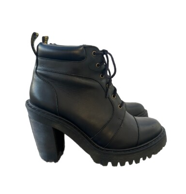 Martens Averil Women's Leather High Heeled Ankle Boots Black Size 