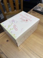 NIB Blue Photo Keepsake Box Piggy Bank First Tooth First Curl Lion Giraffe Hippo