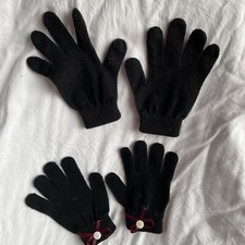 New Elementary Child Black soft synthetic gloves - 2 Pair