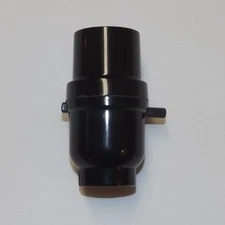 BLACK PLASTIC PUSH THRU LAMP SOCKET MEDIUM BASE E26 LAMP PART NEW 47672JB