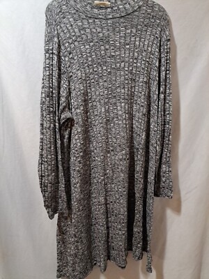 Bobbie Brooks Dress Women 1X Line Sweater Green Grey White Stretch Knee Length