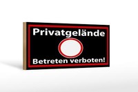 Holzschild Hinweis 27X10 Cm PrivatgeläNde Schwarzes Deko Schild