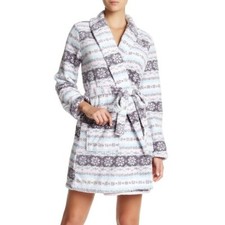 Laura Ashley Multi Color Printed Fluffy Soft Belted Wrap Bath Robe Size M  NWT