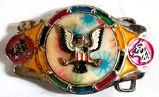 VTG 1970's Imperial Hebillas Belt Buckle Mexico Western Eagle Rainbow Horses