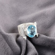 Blue Topaz Gemstone 925 Sterling Silver Ring Handmade Jewelry Ring Gift For