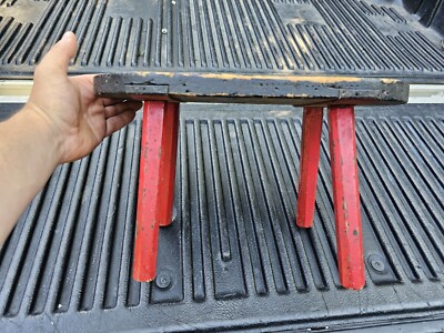 Old Antique Primitive Pa Painted Folk Art Farmhouse Wooden Foot Milking ...