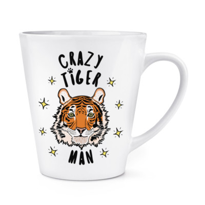 Tasse à Latte 12 Oz Avec Visage De Tigre Drôle - Céramique Blanche, Motif Animalier, Cadeau Original