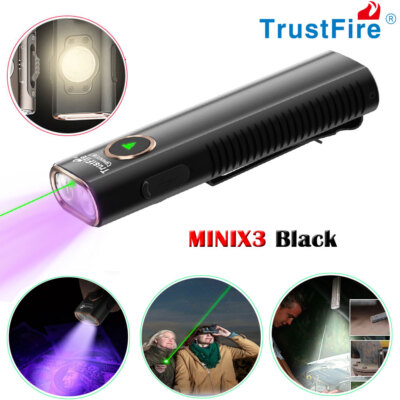 TrustFire MINI X3 1050LM EDC Flashlight - Magnetic, Rechargeable with UV & Laser