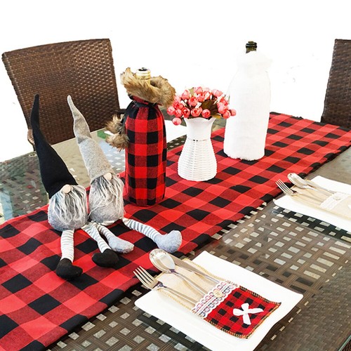 Karierten Tisch Rot Und Schwarz Plaid Tisch Runner Rot Schwarz Tisch - Bild 12 von 12