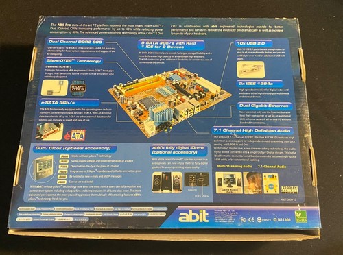 ABIT AB9 Pro LGA775 Socket Intel Motherboard Complete Kit With Manual - Open Box - Picture 2 of 7