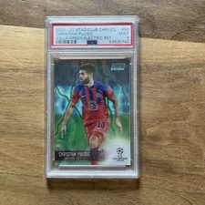 2020 Topps Stadium Club Chrome Christian Pulisic Aqua Green Refractor /150 PSA 9