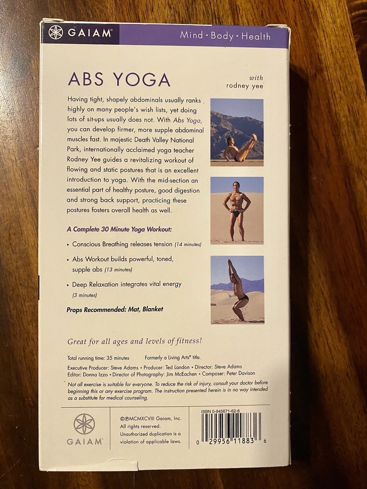 GAIAM - ABS Yoga For Beginners - VHS Video Tape - pre-owned, open box like new - Image 2 of 2