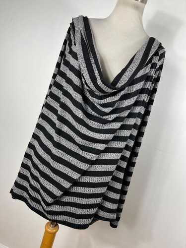 Modcloth 4X Shirt Top Gray Black Stripe Scoop Cowl Neck Womens Long Sleeve E2 - Picture 2 of 8