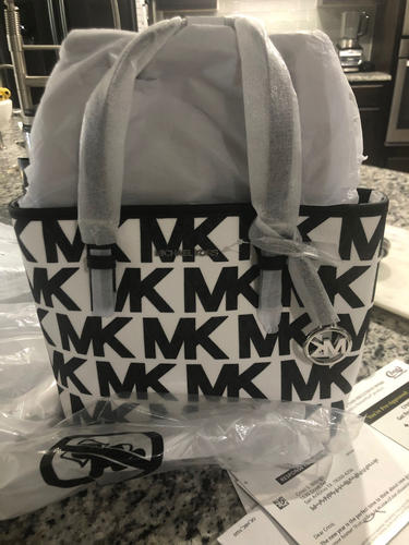 Michael Kors Jet Set Travel Tote Small - Black/White for sale 