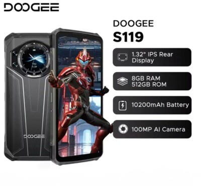 DOOGEE S119 5G Rugged Phone 24GB+512GB 6.72'' 100MP/Night VN Dual Screen 10200mAh