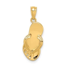 14k Yellow Gold 3D Flip Flop Pendant for Women