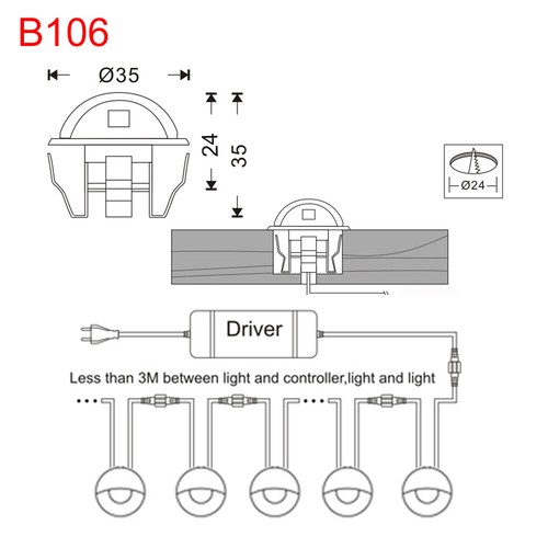 10PCS 35mm Retro Bronze Half Moon Outdoor LED Plinth Deck Lights - Cold White - Picture 6 of 11