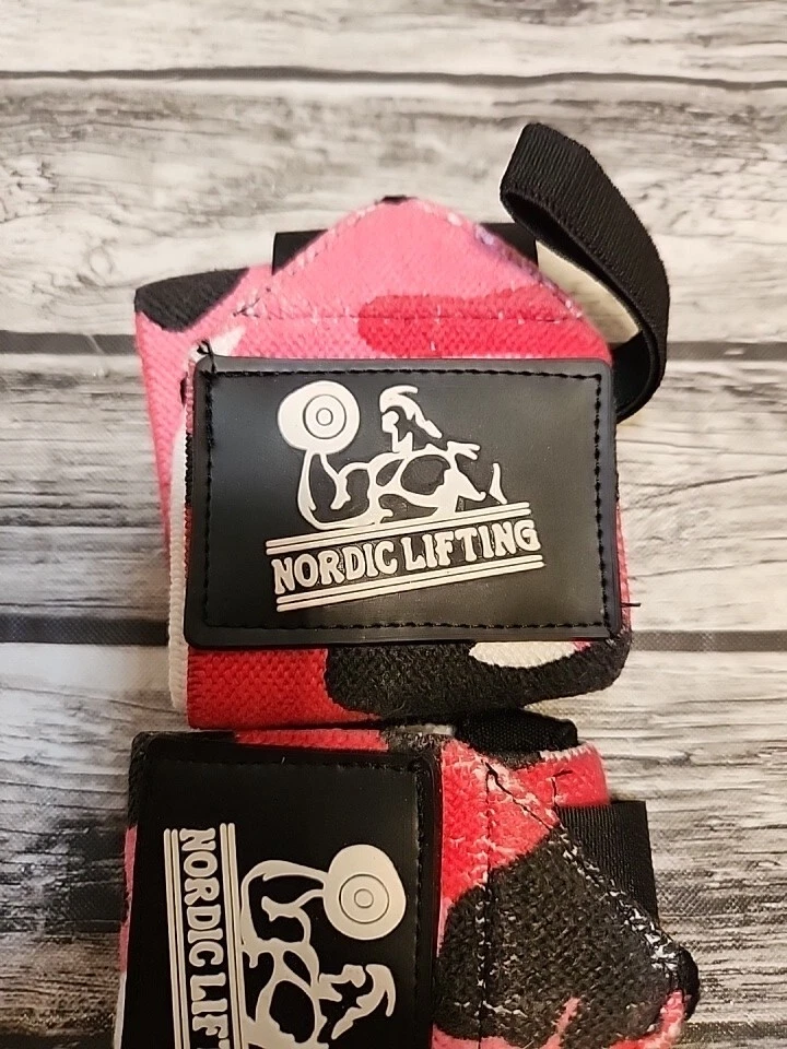 Muñequeras/correas de elevación nórdicas - camuflaje rosa Foto 2 de 4