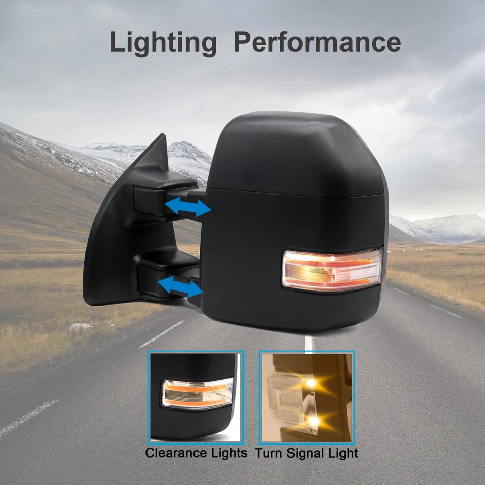 Par de espejos retrovisores de remolque para Ford F250 F350 Super Duty 2008-2016 señal LED térmica eléctrica Foto 4 de 4