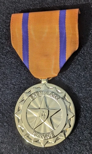 Gold Texas State Guard Exemplary Service Medal with Moiré Ribbon