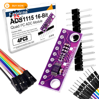 4PCS ADS1115 16-Bit ADC Module, 4-Channel I2C Analog to Digital Converter...