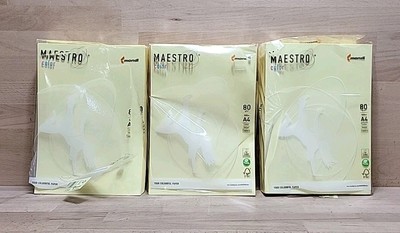 3x Mondi Maestro Color gelb 80g/m² DIN-A4 - 500 Blatt YE23 farbiges Kopierpapier
