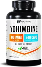 Healthfare Yohimbine HCL 10mg | 240 Capsules Support Energy Max Potency Formula