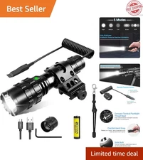 GRABOYY Tactical Flashlight with Rail Mount, Rechargeable for Hunting