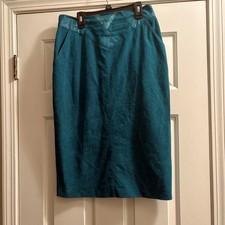 Vintage 80s Women s Emerald Green Pencil Skirt City Girls Size 10 Waist 15 Inch